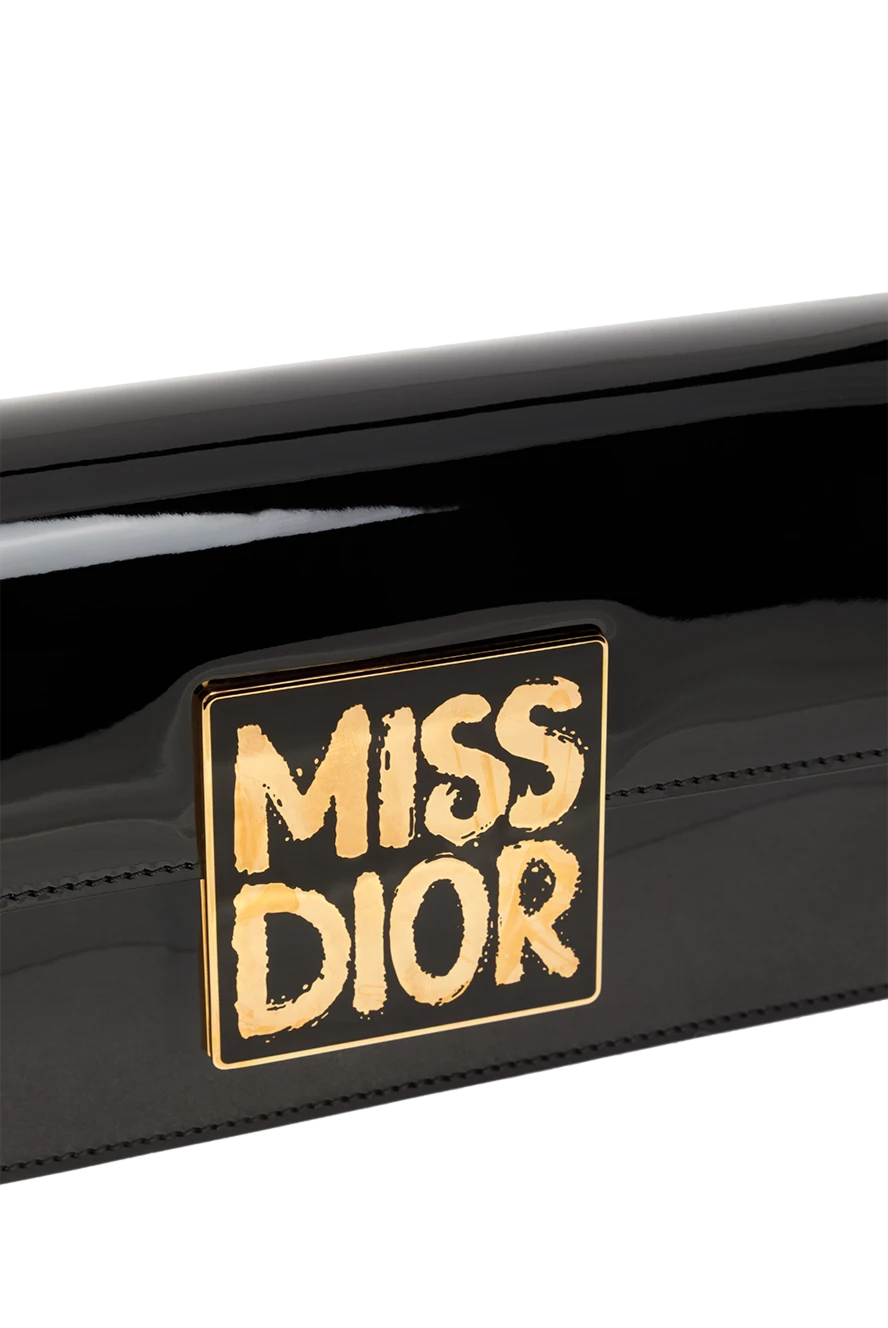 Diôr Sac à rabat Miss Diôr de veau verni noir