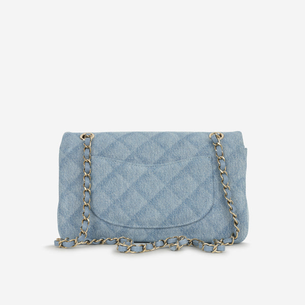 Ch@nel Sac Ch@nel Classique Moyen à Flap - Denim Trompe-l'œil | Fermoirs en Or Champagne