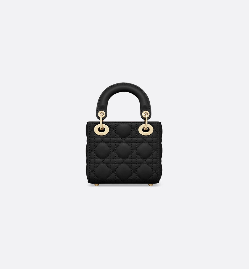 Micro sac Ladÿ Diôr d'agneau Cannage noir
