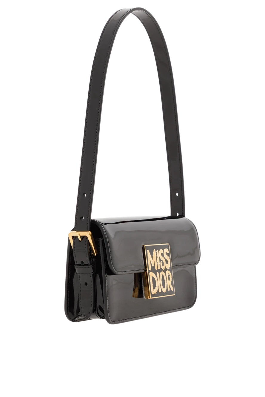 Diôr Sac à rabat Miss Diôr de veau verni noir