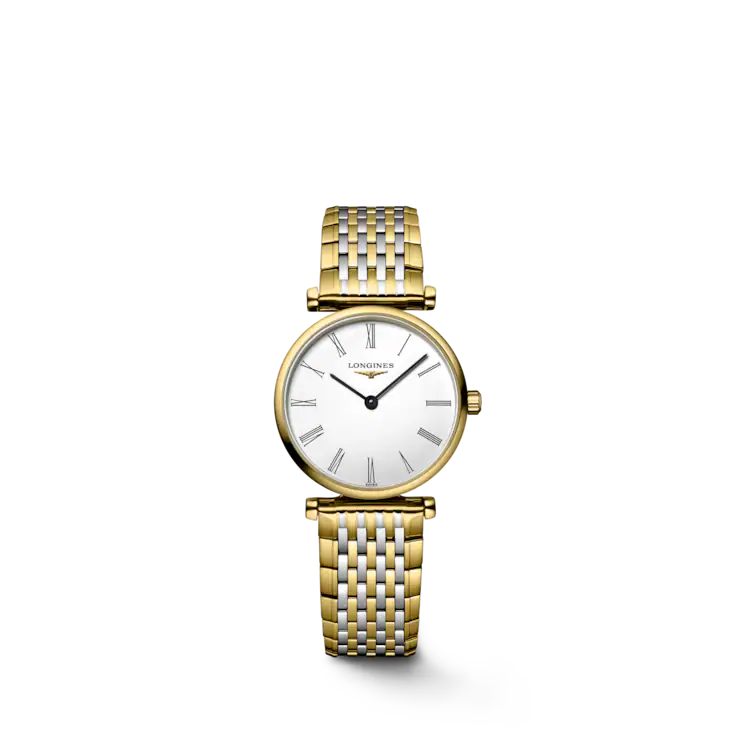 LONGINES La grande classique de lôngines (24mm) cadran blanc / bracelet en acier inoxydable bicolore