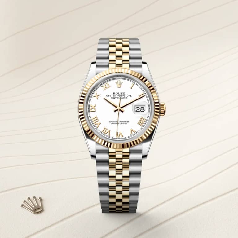 Montre Rolex Datejust 
Oyster, 36 mm, acier Oystersteel et or jaune