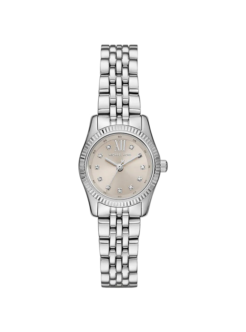 MK Petite montre Lexington argentée à pierres pavées