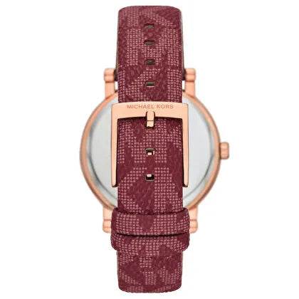Montre Mich@el Kors Curie pour femme, cadran rouge et bracelet en cuir rouge, cristaux - MKO1025