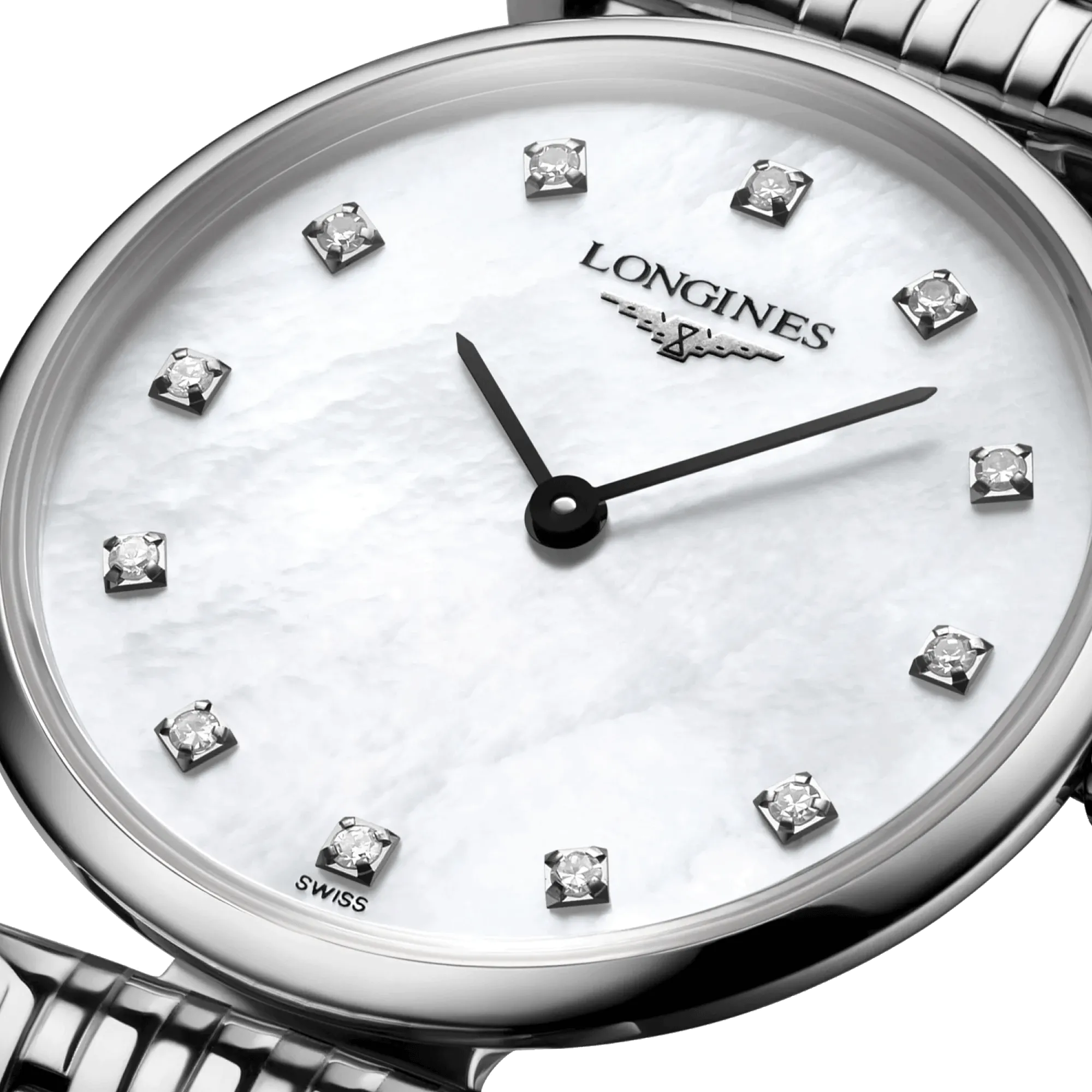 Montre Longines La Grande Classique quartz cadran nacre index diamants bracelet acier 24 mm