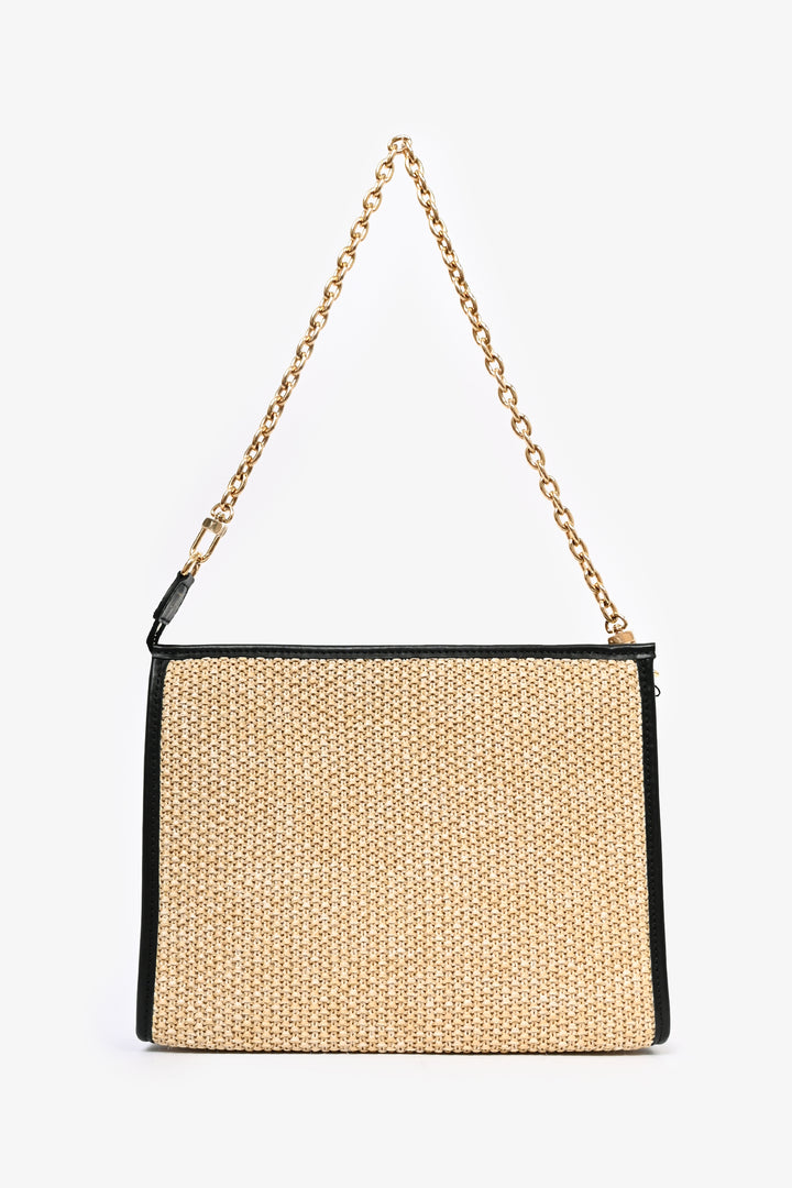 LV Trousse de toilette en raphia beige/noir sur chaîne