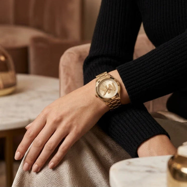 Montre Michael Kors MK3477 Runway en Acier Doré Jaune 42 mm