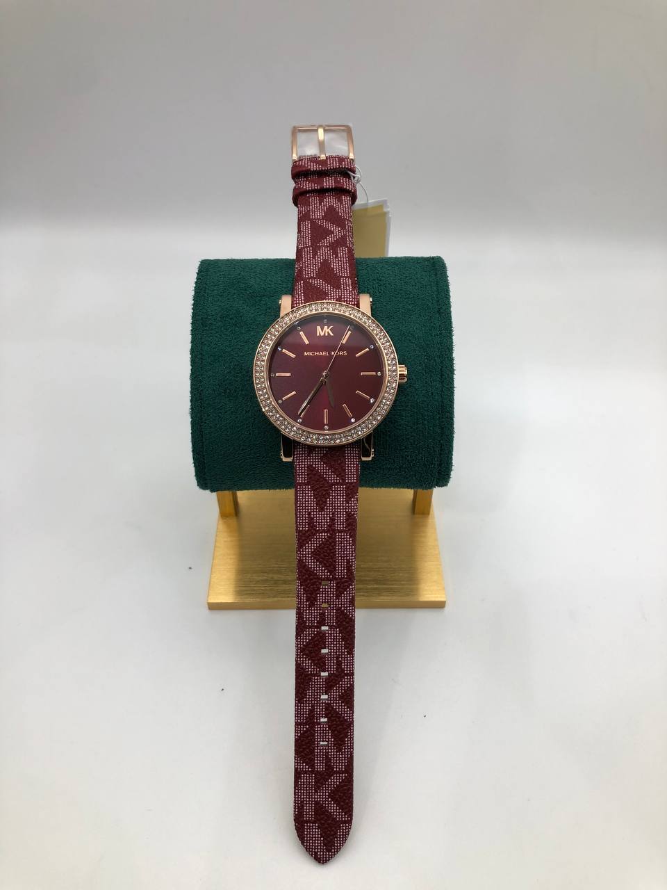 Montre Mich@el Kors Curie pour femme, cadran rouge et bracelet en cuir rouge, cristaux - MKO1025