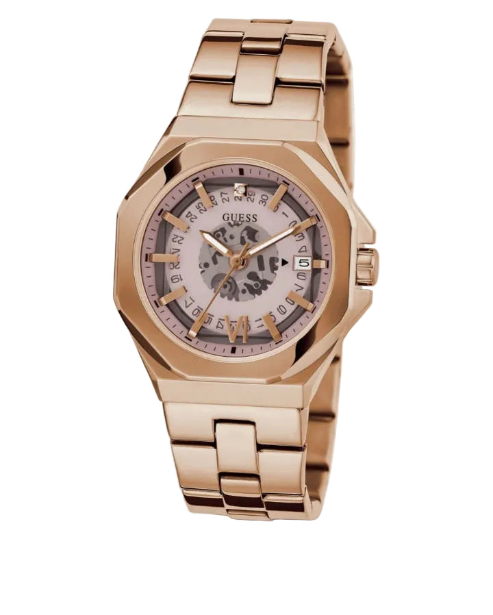 Montre Guess Empress pour femme, cadran rond en or rose, à quartz