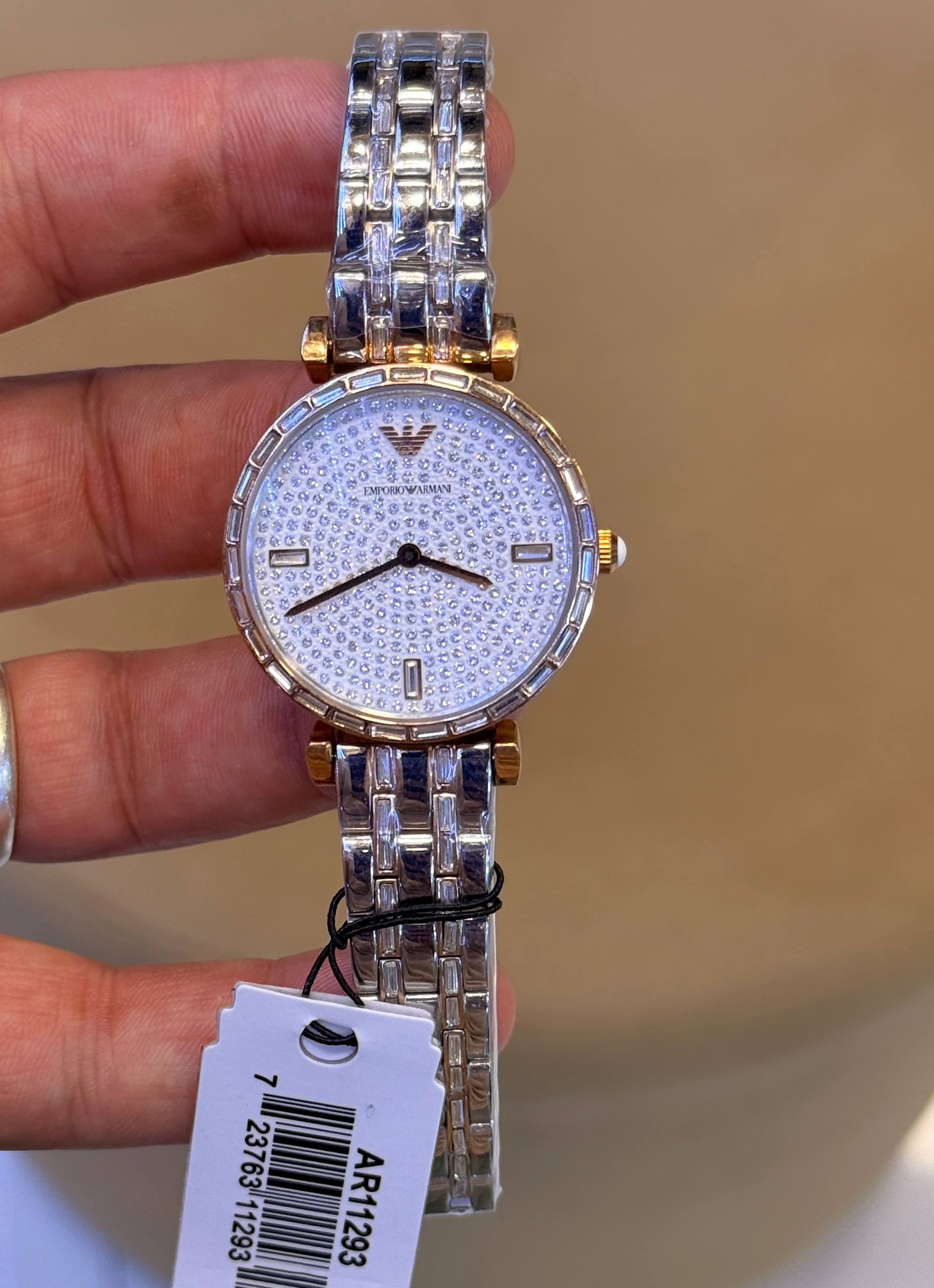Montre pour femme Emporio Armani Gianni, analogique, en acier inoxydable, cadran argenté, 32 mm
