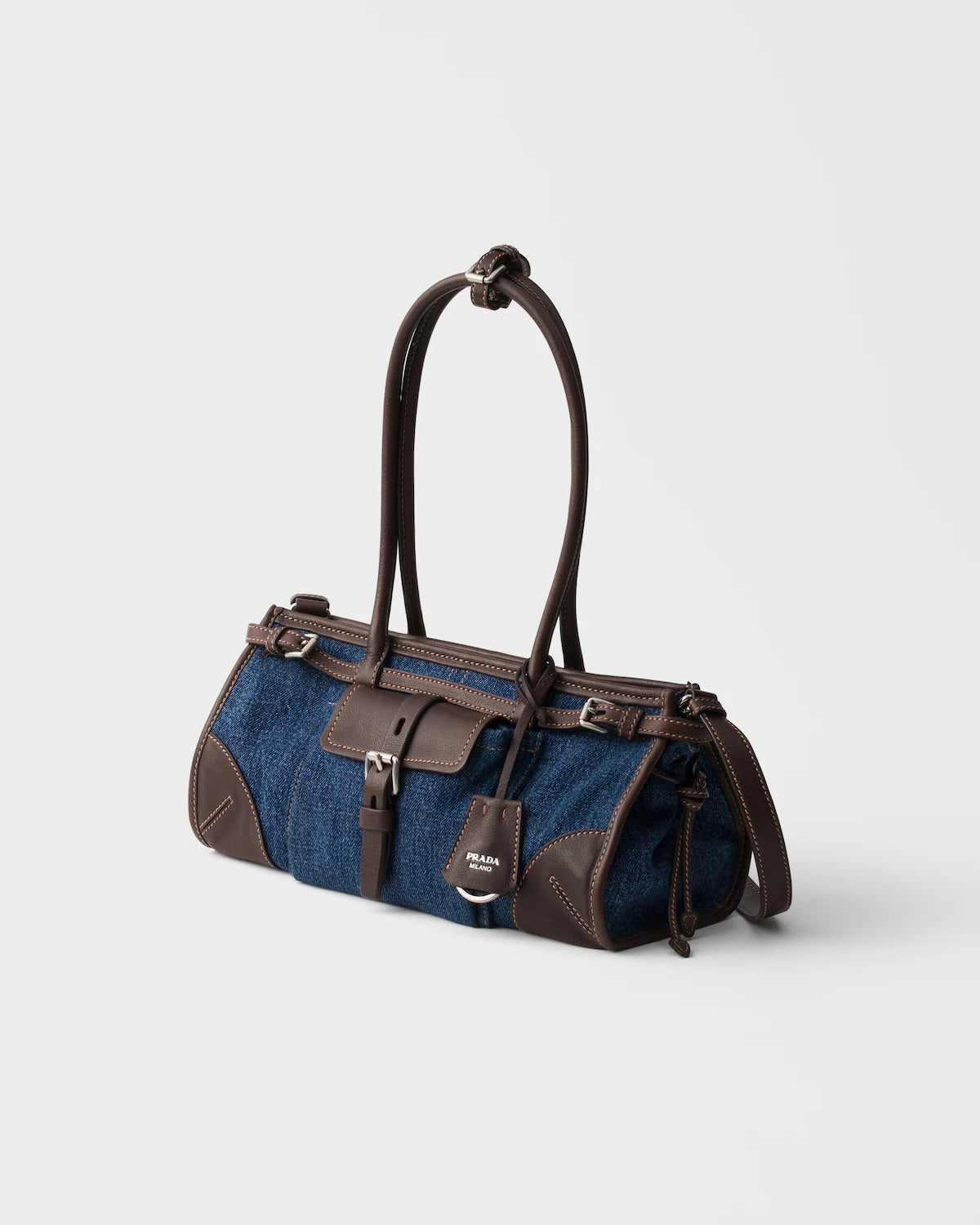 Sac à main Bonnie en denim et cuir de taille moyenne