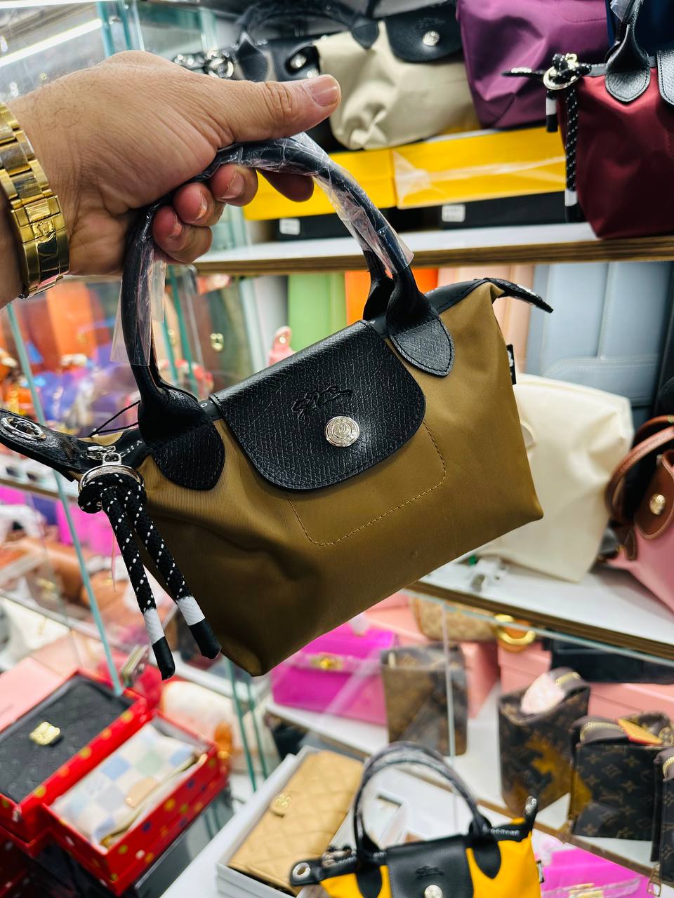 Sac Lôngch@mp Le Pliage Energy Extra-Petit à poignée supérieure Tabac