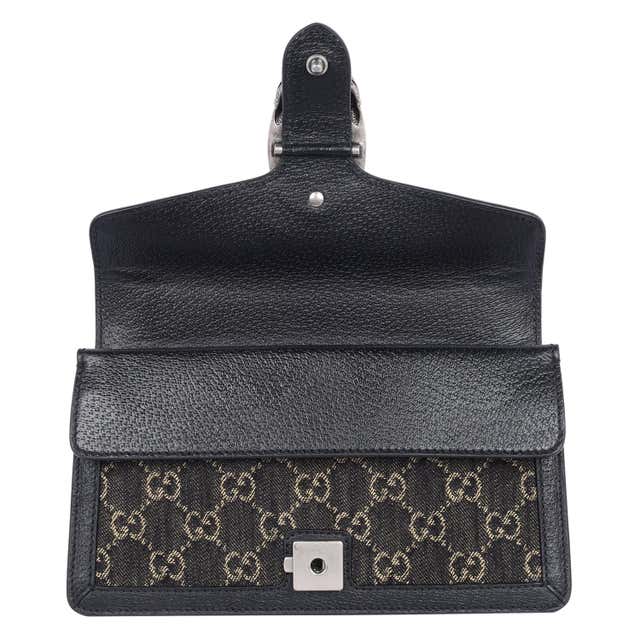 GG Jacquard Black Denim GG Monogram Sac à bandoulière Dionysus de veau texturé