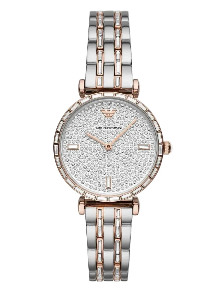 Montre pour femme Emporio Armani Gianni, analogique, en acier inoxydable, cadran argenté, 32 mm