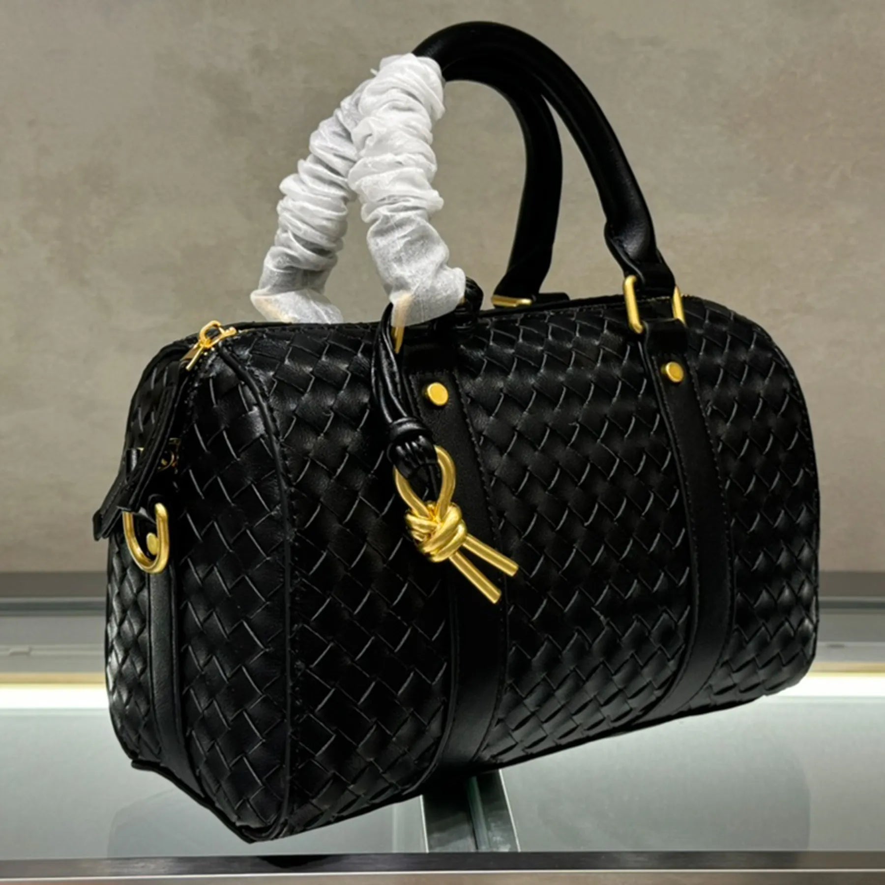 Sac à bandoulière réglable Noir - Grande capacité, finitions dorées