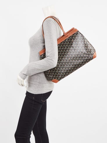 Goyard Sac cabas Bellechasse PM en toile enduite noire à motif chevron