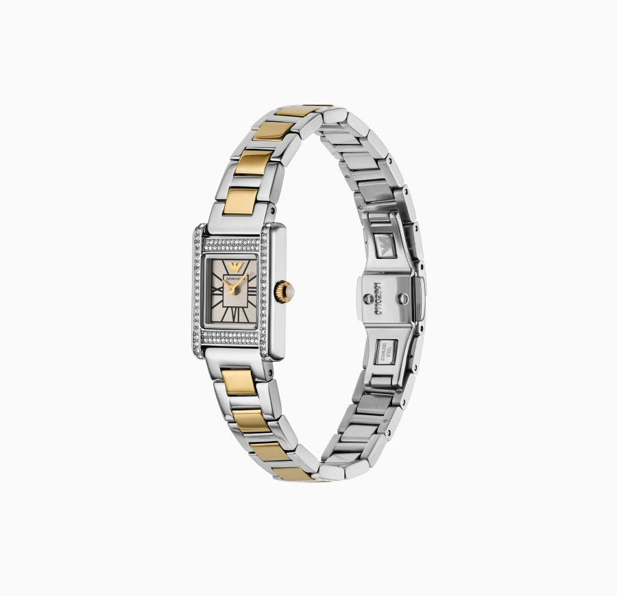 Emporio Armani Montre à deux aiguilles en acier inoxydable doré