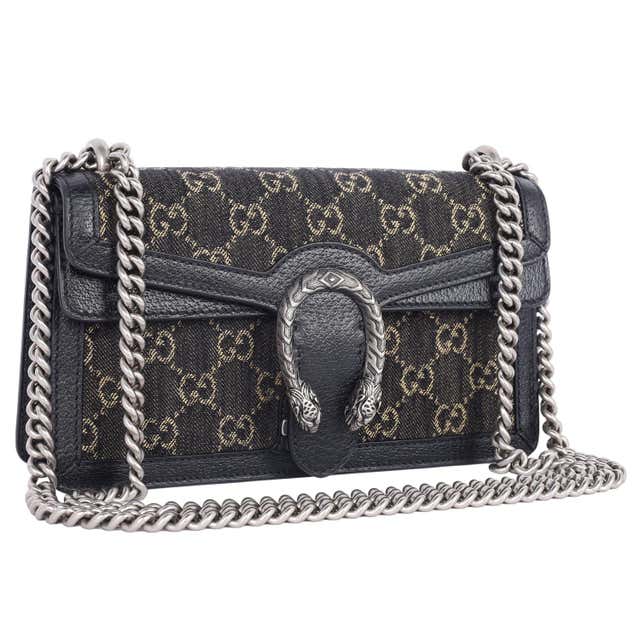 GG Jacquard Black Denim GG Monogram Sac à bandoulière Dionysus de veau texturé
