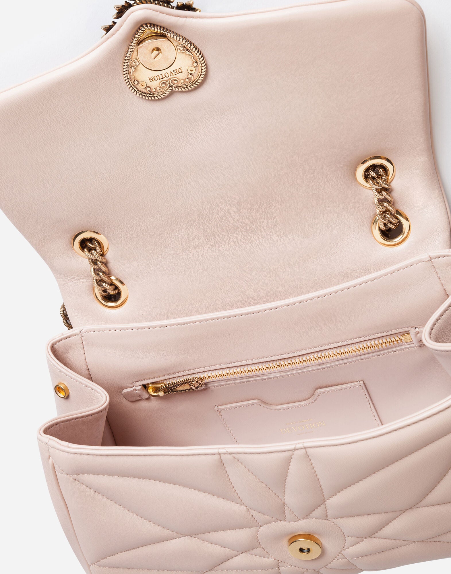 DG sac bandoulière moyen DEVOTION DG Logo Pearl Heart Rose bebe