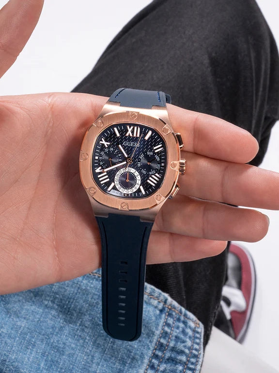 Montre Guess GW0571G2 Headline pour Homme Multifonction Bleue et Or Rose