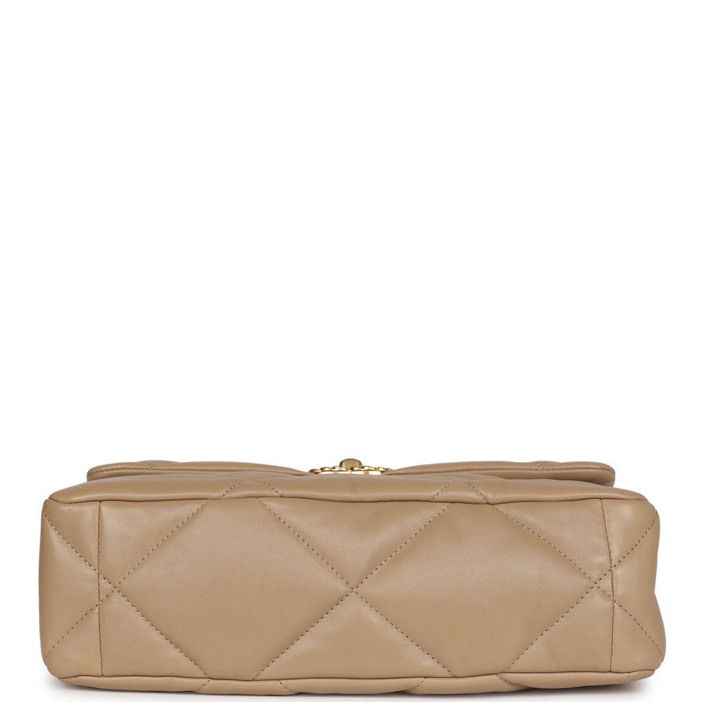 Ch@nel Large 19 Flap Bag Dark Beige Lambskin Mixed Hardware