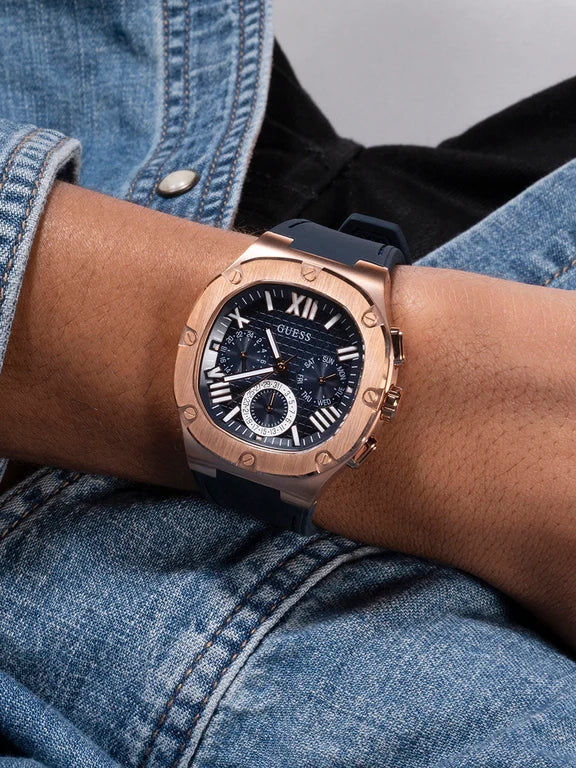 Montre Guess GW0571G2 Headline pour Homme Multifonction Bleue et Or Rose