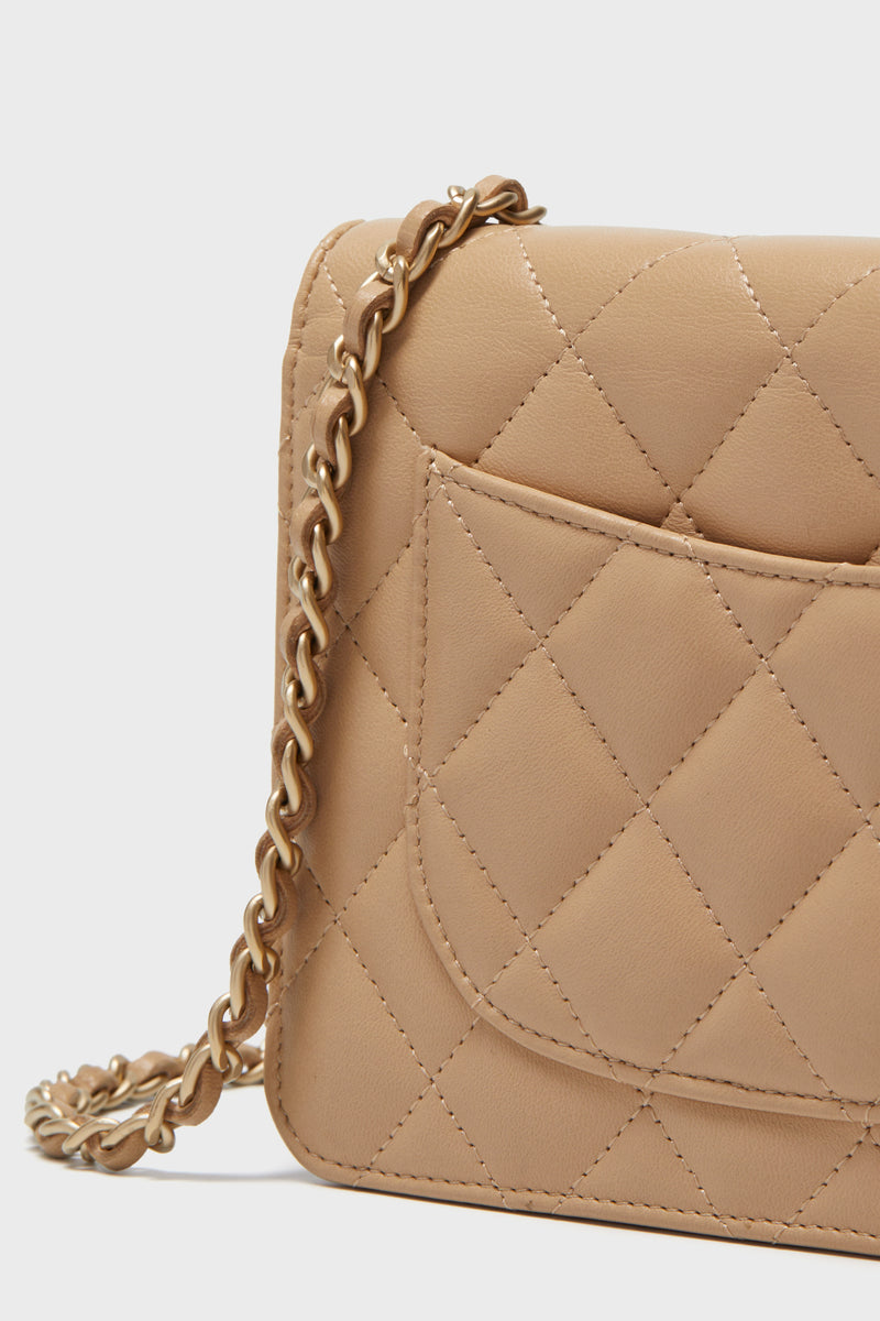 Ch@nel Portefeuille Classic « Wallet on Chain »beige matelassé