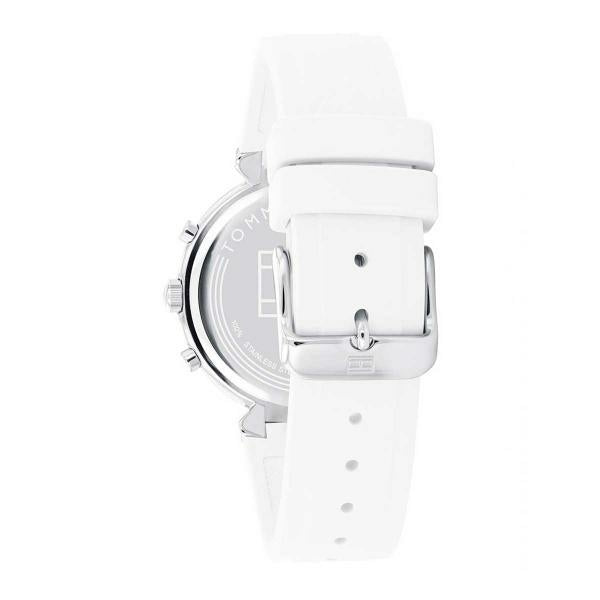 Tommy Hilfiger Women & # 39; s Montre à quartz en acier inoxydable avec sangle en silicone, blanc,