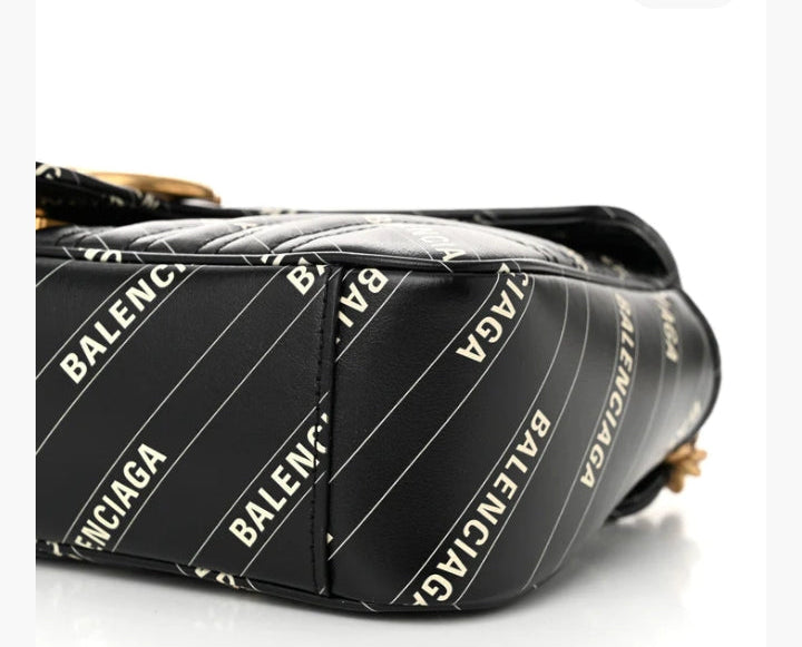 Gucci X BALENCIAGA Sac bandoulière GG Marmont petit modèle en cuir de veau