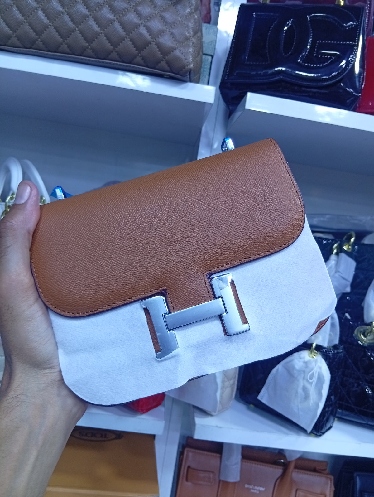 Hermès Mini Constance 18 Evercolor (coloris Caramel), garniture en palladium, 2021