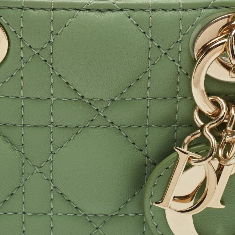 Di*r Green Cannage Micro Lady Dior Bag
