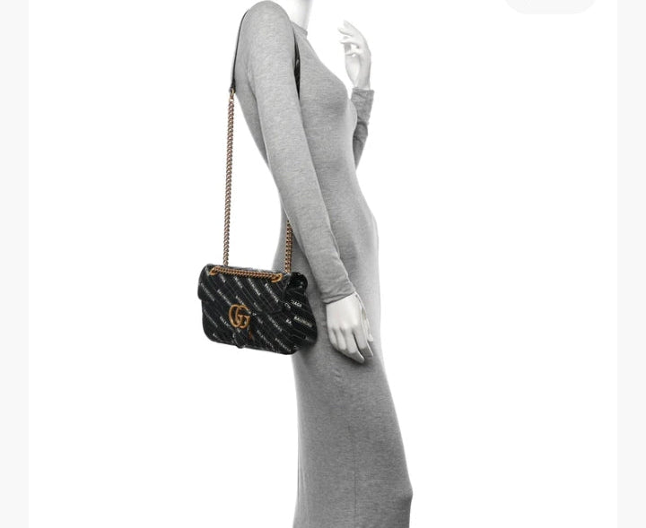 Gucci X BALENCIAGA Sac bandoulière GG Marmont petit modèle en cuir de veau