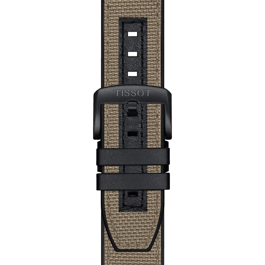 Tissot Supersport Chrono quartz black dial beige caoutchouc strap 45,5 mm