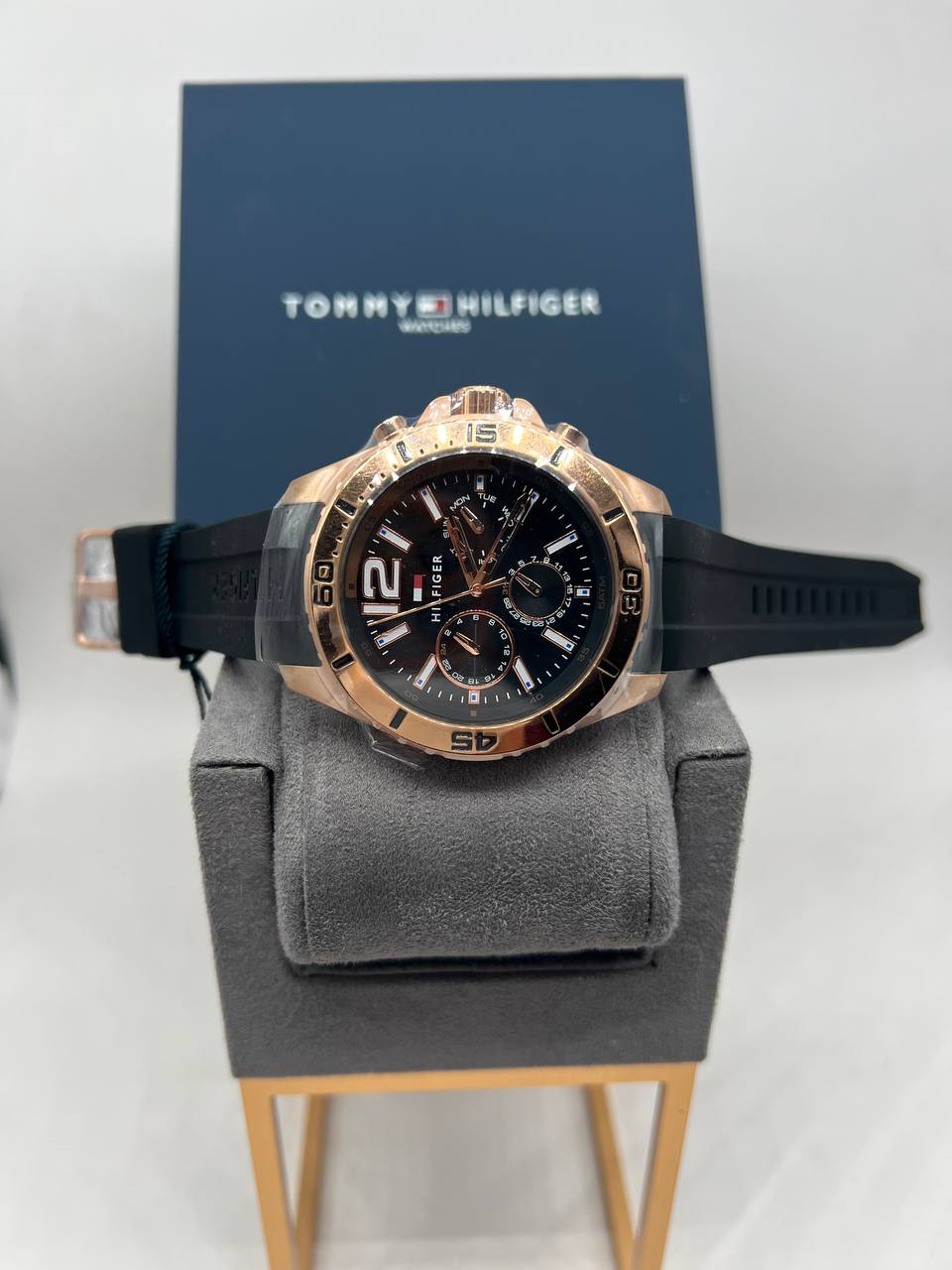 Tommy Hilfiger Sport Multifunction Black Dial Black Rubber Strap Watch For Men