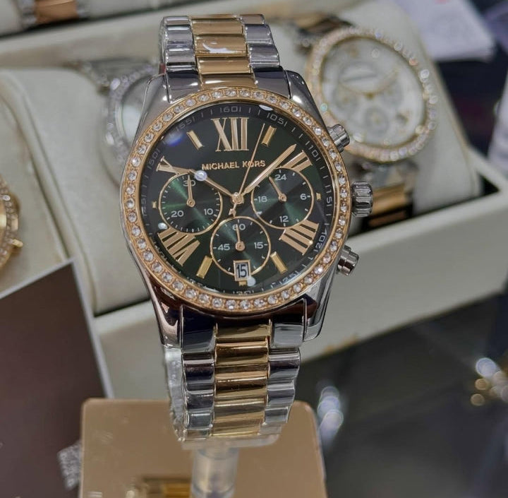 MK Montre Lexington Pavé bicolore surdimensionnée
