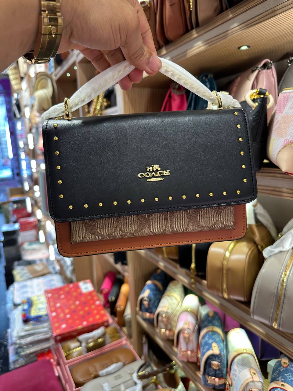 Co@ch Porté Croisé Klare En Toile Signature Avec Oeillets