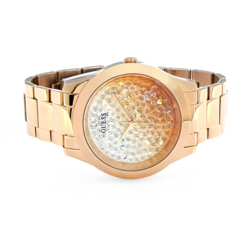 Montre Guess Crush avec cadran en or rose et bracelet en acier or rose pour femme - GW0020L3
