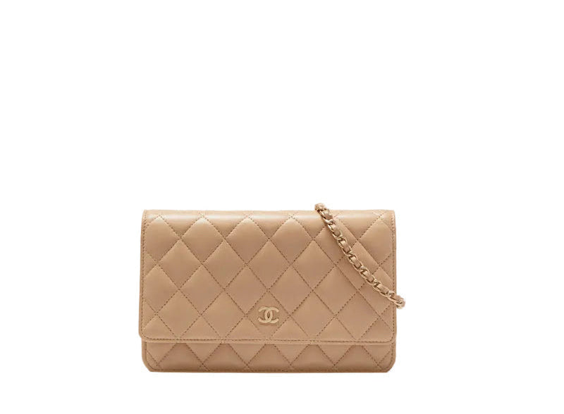 Ch@nel Portefeuille Classic « Wallet on Chain »beige matelassé