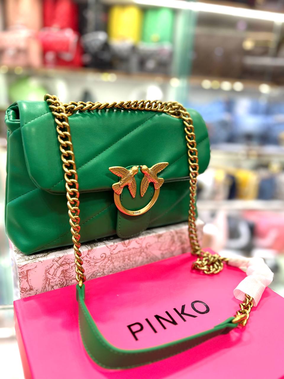 Pïnkô Classic Love Puff Shoulder Bag - Green | Editorialist